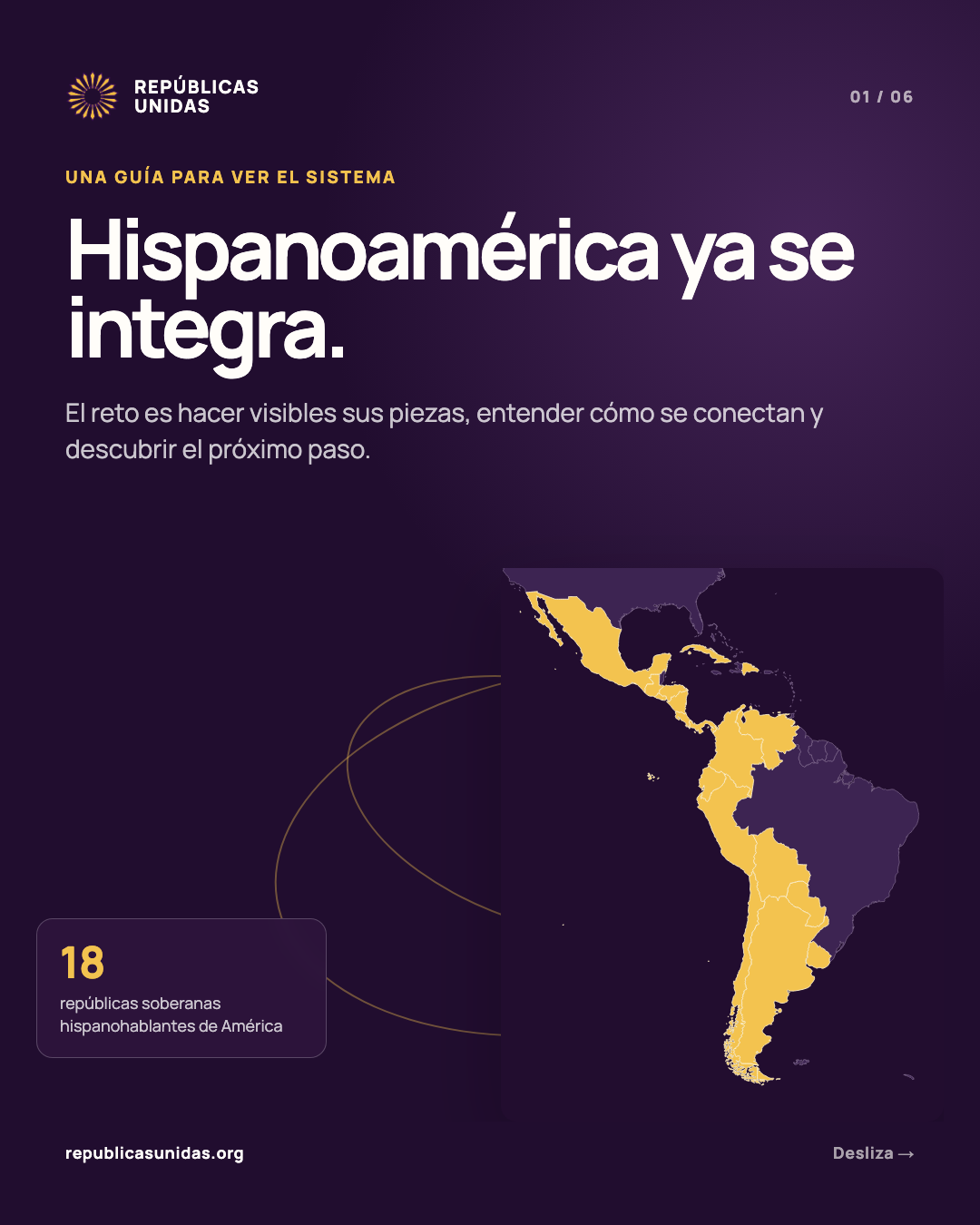 Primera lámina del carrusel PUB-001: Hispanoamérica ya se integra